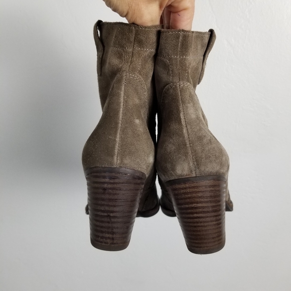 Paul Green Echt Leder gray Suede leather stacked Heel Ankle Boot 7.5 - Picture 3 of 11